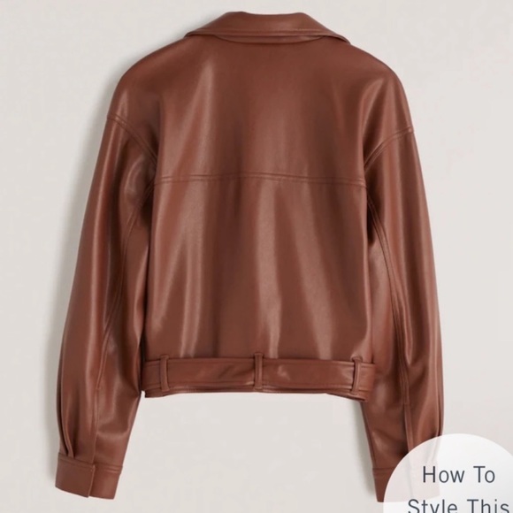 A&F Faux Leather Bomber Jacket - Picture 4 of 5